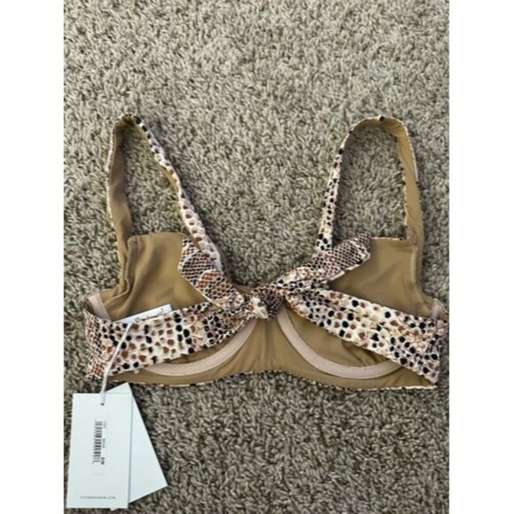 Vitamin A Womens Wired Snake Print Swim Top Beach Size 8 Medium Tie Back - Picture 8 of 14